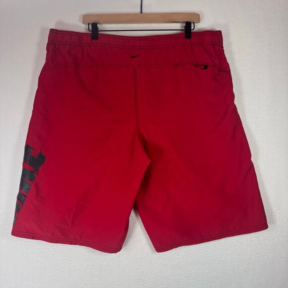Vintage 90’s Nike Men’s Sz XXL Center Swoosh Swim Trunks Red Swimming - Picture 2 of 8